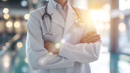 A professional doctor in a medical hospital. Surgeon and anesthetist on medical clinic room background