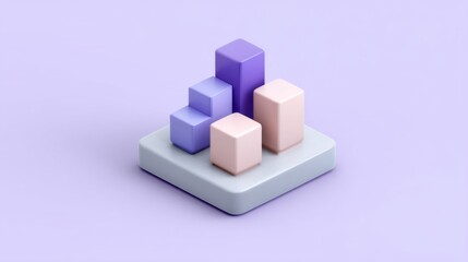 Obraz premium Vibrant 3D Bar Graph with Soft Colors Representing Business Growth and Data Visualization on a Light Purple Background for Creative Projects