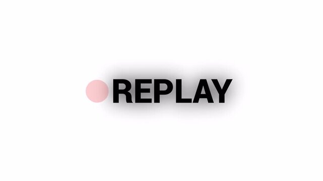 Video camera replay screen animation overlay on a transparent background, Simple replay sign animation. Alpha channel 4K video.
