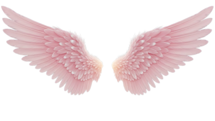 Soft Pink Angel Wings on White Background
