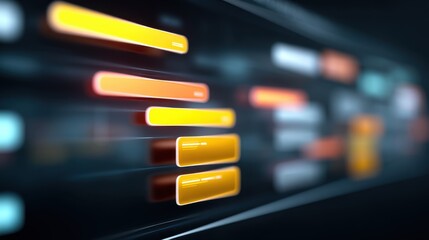 Modern Abstract Data Visualization with Colorful Bars and Blurred Effects, Digital Concept of Information Processing and Graphic Representation