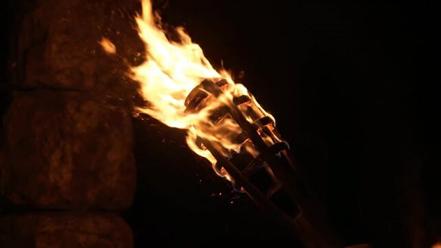 Flame burning on a torch.