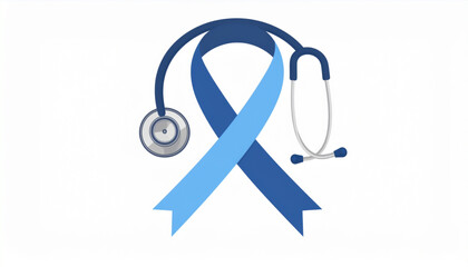 Oncology Awareness Stethoscope Ribbon Flat Vector Illustration