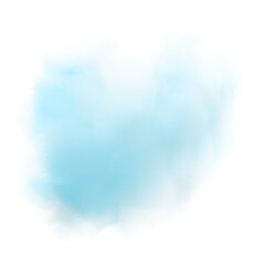 Abstract sky blue watercolor brush painting effect with soft edges on white background for artistic creation