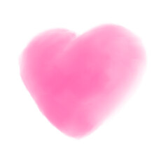 Obraz premium Pink watercolor heart brush painting, soft pastel romantic symbol for love and affection
