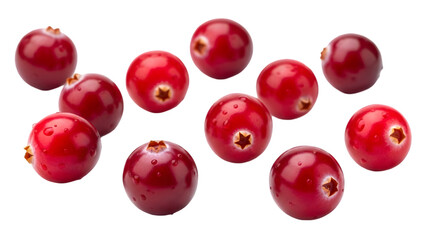 A vibrant cluster of red cranberries against a dark background