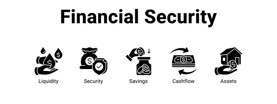 Financial Security web banner icon vector illustration concept ,  with icon of Liquidity, Security, Savings.