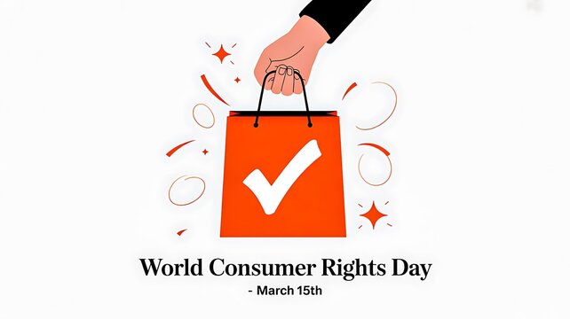 World consumer rights day awareness illustration with shopping bag
