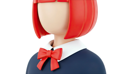 3D Render of a Character with Red Hair and a Blue Uniform