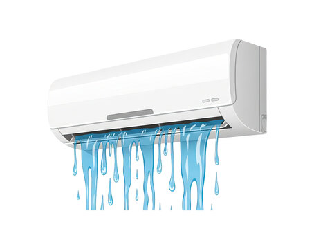 Air conditioner unit leaking water symbolizing technical issues and maintenance needs