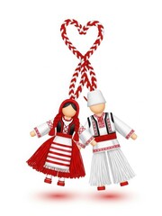 Traditional martisor dolls representing spring celebration and cultural heritage