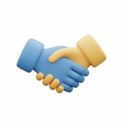 3D rendered handshake symbolizing partnership and agreement.