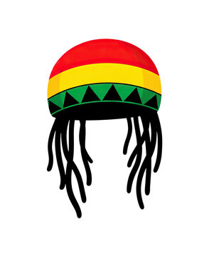 Rastafarian Rasta hat with red yellow green colors and black brim