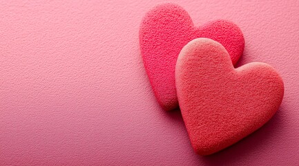 Obraz premium Two red textured hearts creating a romantic background with copy space