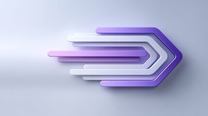 Abstract vector graphic design with flowing lines in purple hues, creating a dynamic arrow shape symbolizing speed and movement on a minimalist background