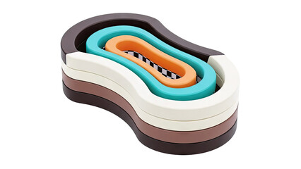 Obraz premium Stacking Toy with Pastel Colors and Checkered Pattern