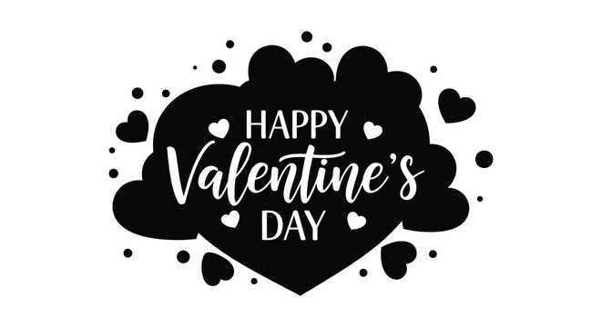 A striking black heart shaped cloud design with valentine s day text dotted around creating a delightful silhouette - Powered by Adobe