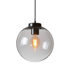 Front view of a stunning looking clear glass globe chandelier studio shot, isolated on a white transparent background