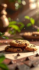 Delicious Chocolate Chip Cookies in a Natural Setting.