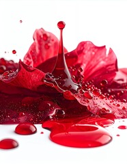 Crimson Cascade - A Rose Petals Dance with Red Liquid.