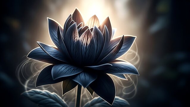Dark Blue Lotus Flower in Bloom.