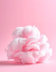 Close-up of Pink Cotton Candy on a Pink Background.