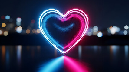 Neon Heart Over Calm Waters
Midnight Heartbeat: Lighted Love
Aquatic Neon Heart: Glowing in the Dark
Love on the Water: A Neon Heart Nite
Radiant Heart Piercing the Night
City Glow, Heart Glow