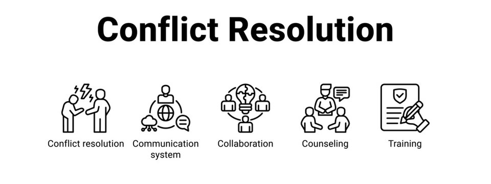 Conflict Resolution web banner icon vector illustration concept for  with icon of Conflict resolution, Communication system.