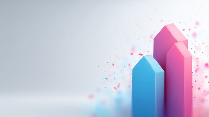 Abstract geometric shapes representing growth, progress, and innovation with colorful splashes and a modern background design for creative projects