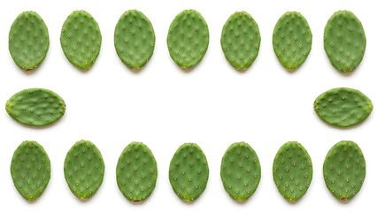 Green seed pods arranged in shape.