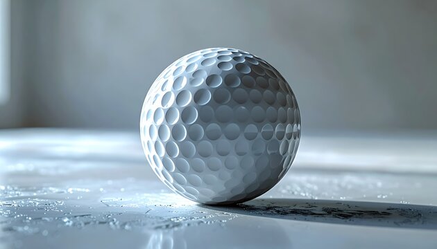 Close-up of a White Golf Ball on a Smooth Surface.
