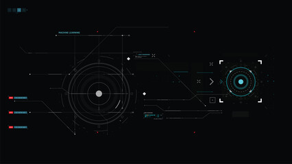 Futuristic AI Technology HUD Interface Vector Illustration video Overlay template