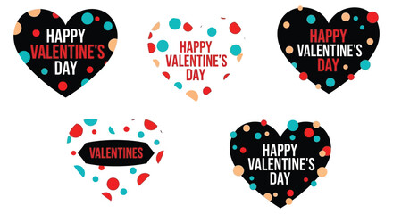 A vibrant collection of heart shaped valentine s day designs with colorful confetti and text a beautiful silhouette