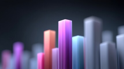 Obraz premium Abstract colorful bar graph with glowing vertical columns representing data growth, progress, and visualization in a modern artistic design concept