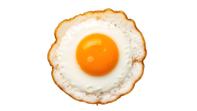 Fried egg, isolated on white or transparent background, high resolution, studio lighting, sharp focus, clean cutout, minimal shadow, PNG format