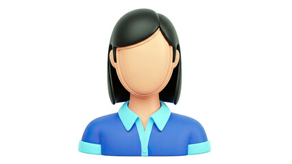 3D Avatar of a Woman with Short Black Hair and Blue Shirt