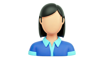 3D Avatar of a Woman with Short Black Hair and Blue Shirt