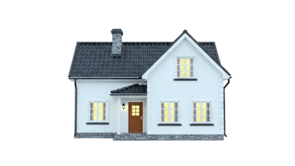 Modern White House with Dark Roof and Chimney