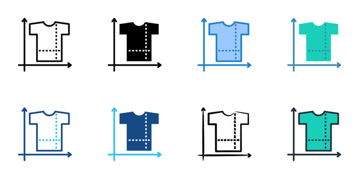 Size Chart icons set multiple style collection. Editable stroke 
