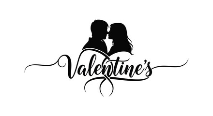 A romantic valentine s day depiction showcasing a couple embracing in a striking black silhouette © nhpvect02