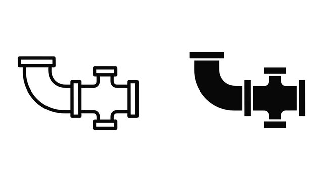 Pipe fitting illustration with different fill styles