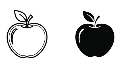 Simple black and white apple illustration