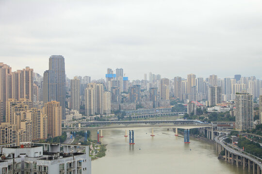 The Dense Skyline of Chongqing in China