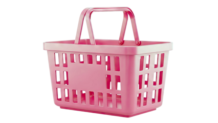 Pink Plastic Shopping Basket with Handles