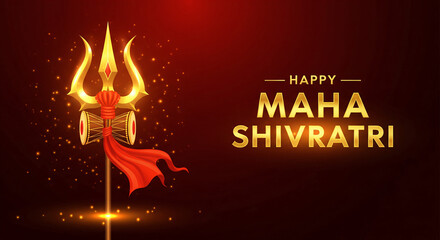 Maha Shivratri greeting banner. Hindu celebration card for web design. Vector illustration