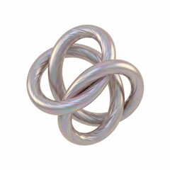 Fototapeta premium Interconnected silver rings forming a complex knot structure.