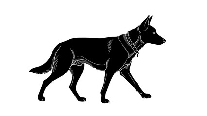 Fototapeta premium Black German Shepherd Dog Silhouette Vector Illustration