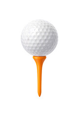 A golf ball resting on a tee isolated on a white background