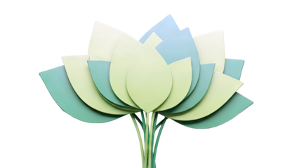 Abstract green petals on white background