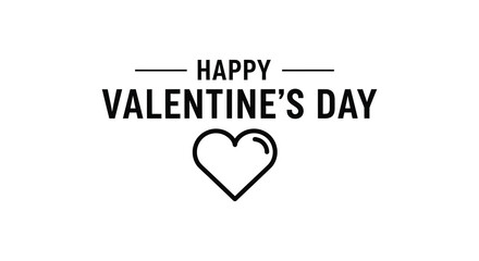 A minimalist valentine s day graphic with bold typography and a simple heart shape silhouette